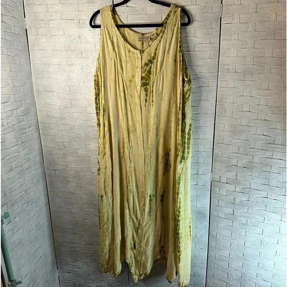West side embroidered sleeveless dress handkerchief hem bohemian plus size